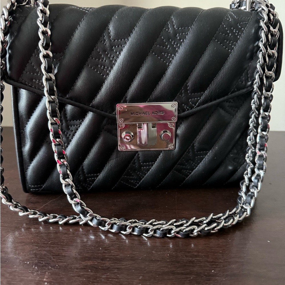 Michael Kors Black Quilted Crossbody Bag